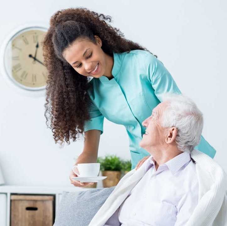 Caregiver with patient at home